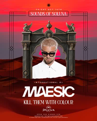 Next Friday, October 16, we welcome @iammaesic to Soluna❤️‍🔥 Born in London and raised in the South of France, Maesic brings a mix of modern Afro house, high-energy, and soulful sounds to the dance floor, with sets built to move people.