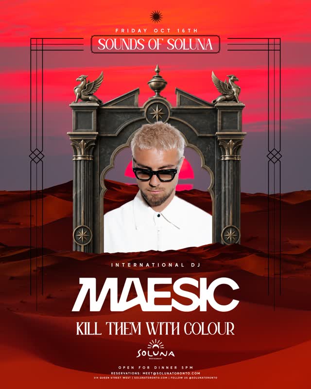 Next Friday, October 16, we welcome @iammaesic to Soluna❤️🔥 Born in London and raised in the South of France, Maesic brings a mix of modern Afro house, high-energy, and soulful sounds to the dance floor, with sets built to move people.