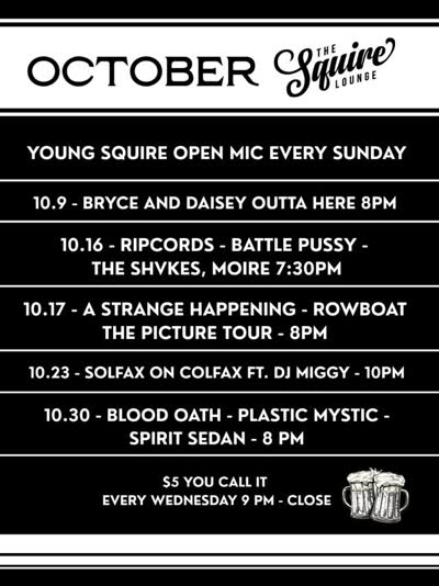 October Live Events at The Squire Lounge