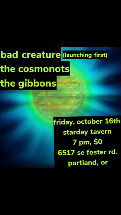 BREAKING NEWS: We’re playing at @stardaytavern next Friday w/ @thegibbonspdx @thecosmonots.pdx