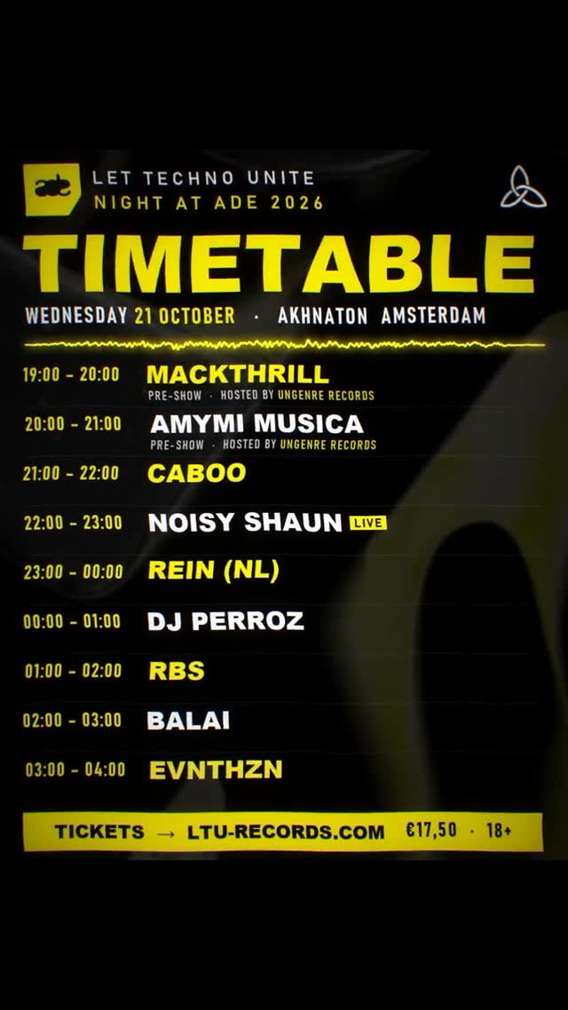 TIMETABLE REVEAL — LTU NIGHT AT ADE 2026