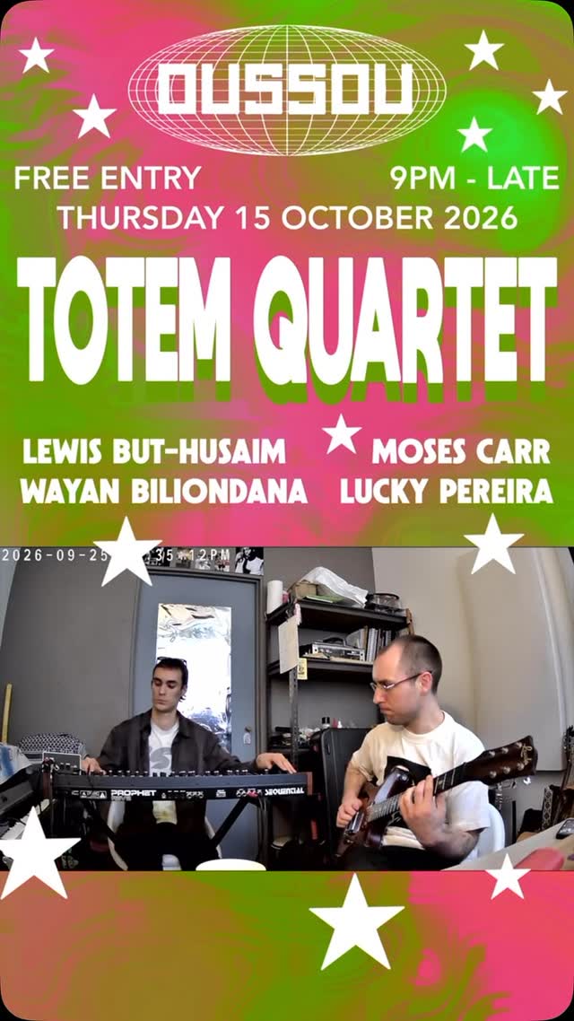 TOTEM QUARTET playing two improvised sets at @baroussou Oct 15 come a stranger leave a friend