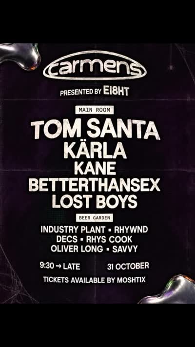 Carmens Main Room Night - Tom Santa, Kärla, Kane, Betterthansex, Lost Boys