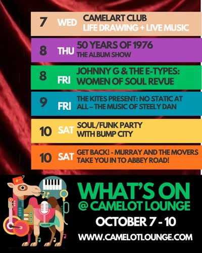 Soul, funk, Steely Dan, Abbey Road and a trip back to 1976... there’s a LOT of great music packed into three nights at Camelot this week!