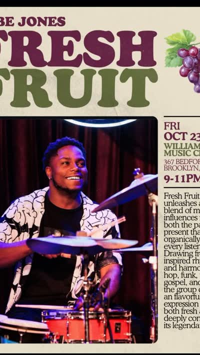 BROOKLYN WE WILL BE IN TOWN OCTOBER 23rd at @williamsburgmusiccenter Grab ya tix, Like Comment and Share w ya Friends and Family and come have a good time w my band @fresh.fruit_and_dajuice_216 love yall! 🗣️ “Fresh FRUIT”