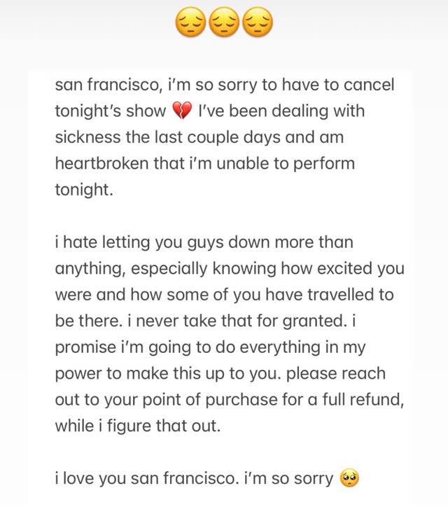 Show cancellation in San Francisco
