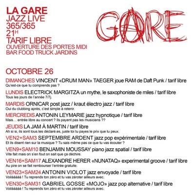 LA GARE JAZZ LIVE OCTOBRE 26