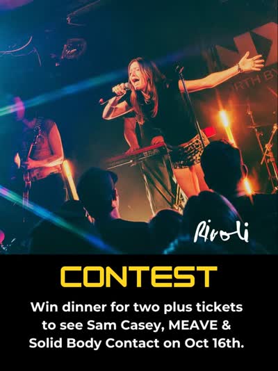 A $150 prize package could be yours! 🤯 We’re giving away dinner for two plus a pair of tickets to see a scintillating lineup of emerging acts on October 16th.