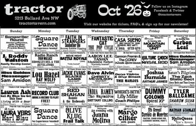 Tractor Tavern Oct '26 Schedule