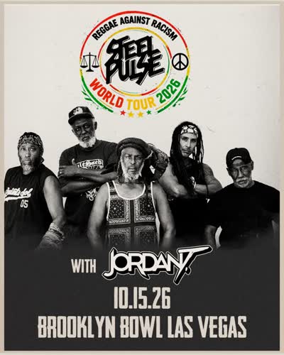 Don't miss an eye-opening night of groovy melodies and hard-hitting lyrics from roots reggae legends @steelpulseofficial at the Bowl on THU, OCT 15 with @jordantmusic!