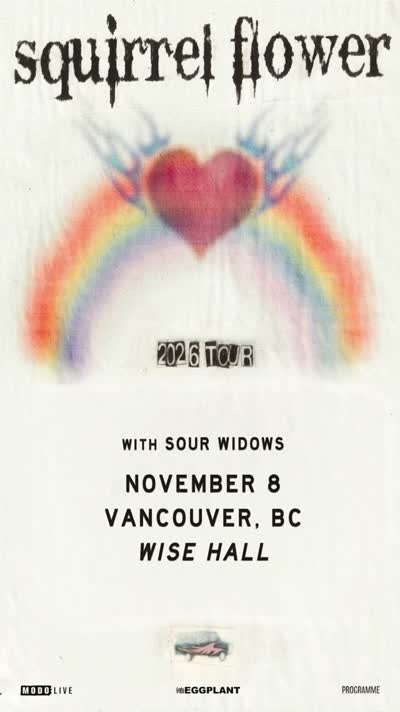 One Month Away! Squirrel Flower heads to Wise Hall on November 8th with Sour Widows!