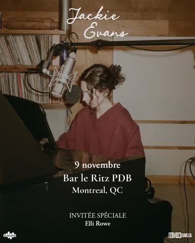 Le concert de Jackie Evans le 9 novembre au Bar le Ritz est complet!