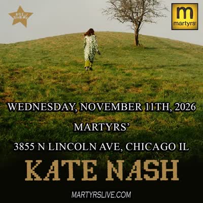 JUST ANNOUNCED! @katenash is coming to Martyrs' Wednesday, November 11th.