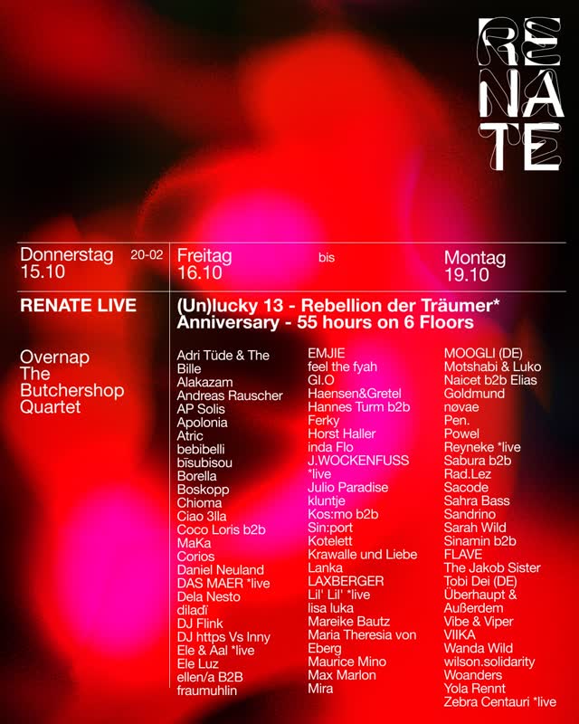 This week @ Renate: 15-19.10
