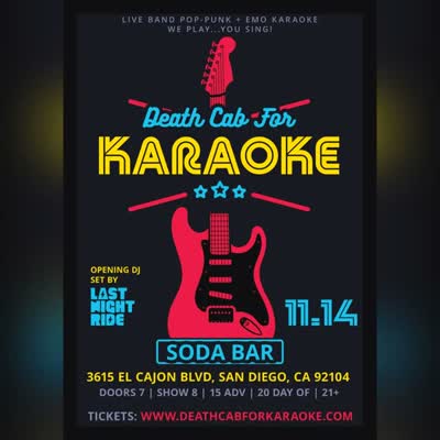 SAN DIEGO start warming up those vocal cords now! We are back at @sodabarsd 11/14/26 with your favorite hits and YOU on the mic!