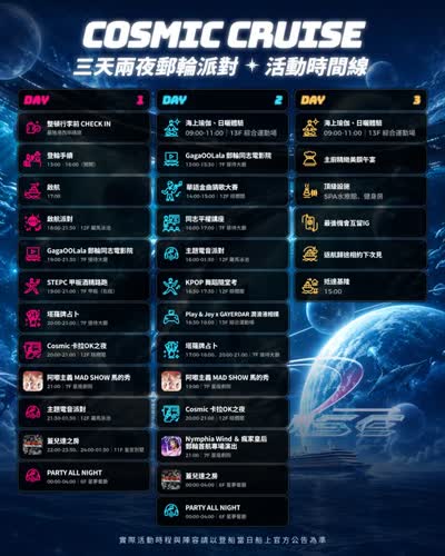 COSMIC CRUISE 活動時間線