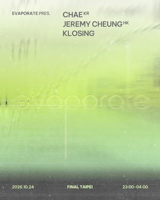 10.24 週六 @evaporate 蒸發 pres. @chae.25 (KR) & @djeremycheung (HK) 黑膠演出