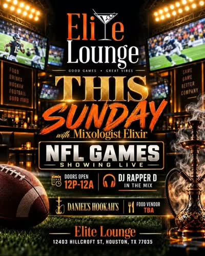 NFL Games Showing Live at Elite Lounge