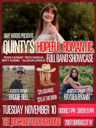 QUINTY’S HOPEFUL ROMANTIC – FULL BAND SHOWCASE!