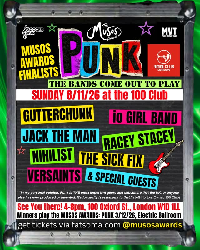 THE BANDS COME OUT TO PLAY finals for The Musos Awards: PUNK