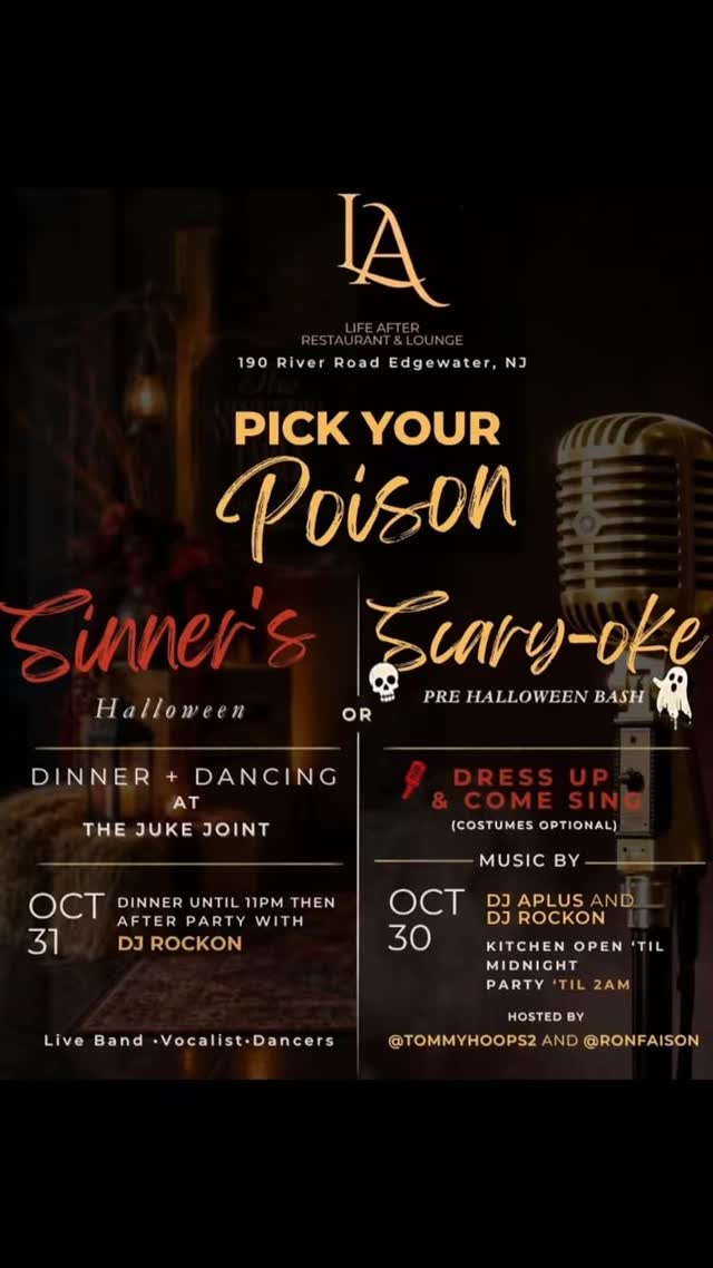 Pick Your Poison: Sinner's Halloween or Scary-oke Pre Halloween Bash