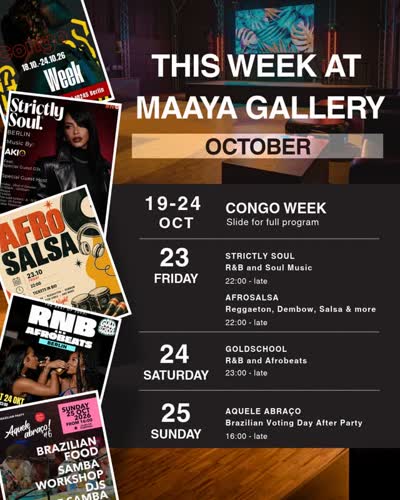 THIS WEEK AT MAAYA | Congo Week, R&B, Afrobeats, Afro-Latin sounds and a Brazilian Sunday