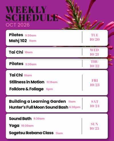 Weekly Schedule OCT 2026