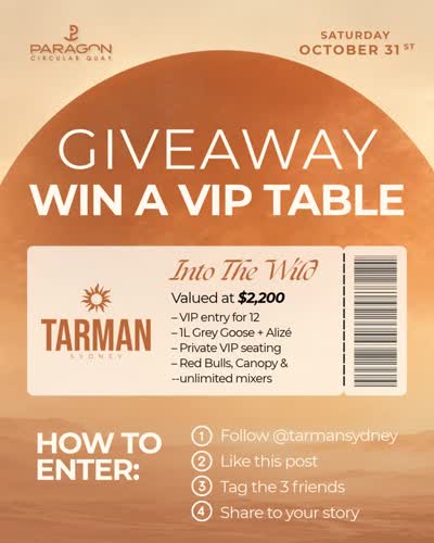 GIVEAWAY: WIN A VIP TABLE AT TARMAN