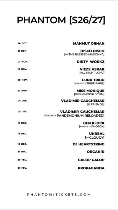 MAHMUT ORHAN / DISCO DISCO / DIRTY WORKZ / VIEZE ASBAK / FUNK TRIBU / MISS MONIQUE / VLADIMIR CAUCHEMAR / BEN KLOCK / UNREAL / DJ HEARTSTRING / ORGANÏK / GALOP GALOP / PROPAGANDA