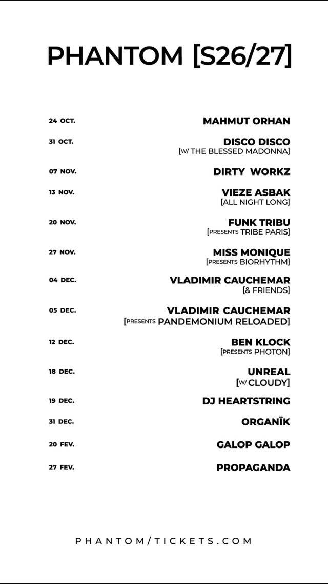 MAHMUT ORHAN / DISCO DISCO / DIRTY WORKZ / VIEZE ASBAK / FUNK TRIBU / MISS MONIQUE / VLADIMIR CAUCHEMAR / BEN KLOCK / UNREAL / DJ HEARTSTRING / ORGANÏK / GALOP GALOP / PROPAGANDA