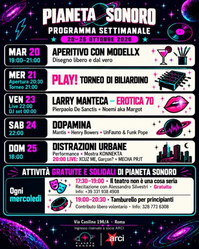 PROGRAMMA SETTIMANALE ATTIVITÀ DI PIANETA SONORO