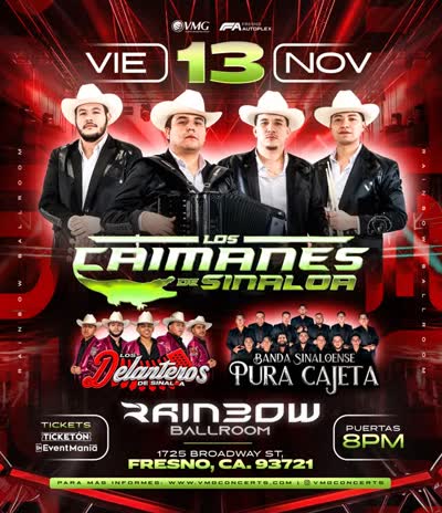 ¡FRESNO, CALIFORNIA! Los Caimanes De Sinaloa en Rainbow Ballroom