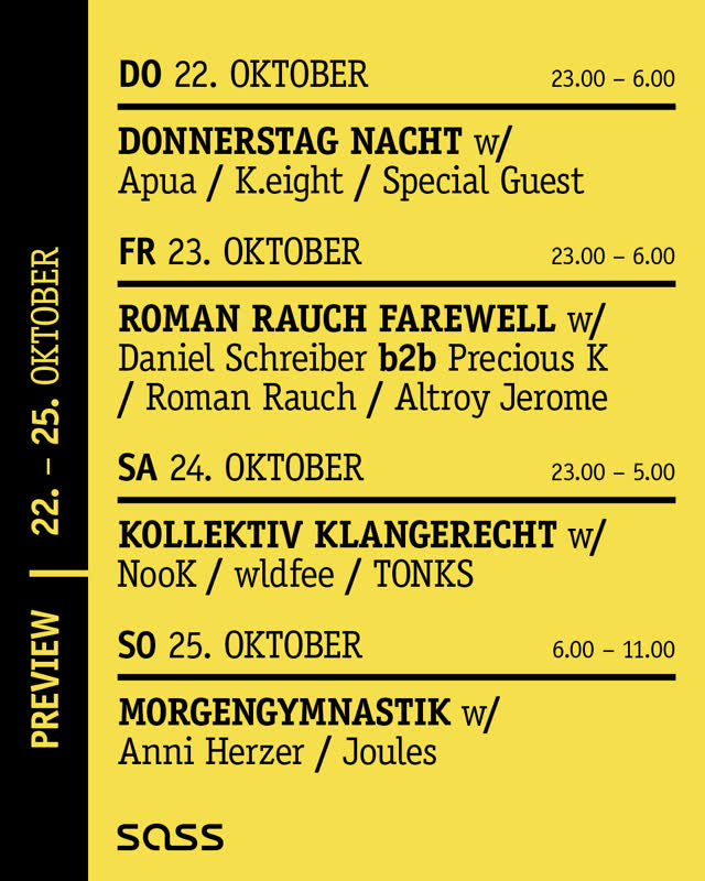 PREVIEW: Oktober Events at SASS
