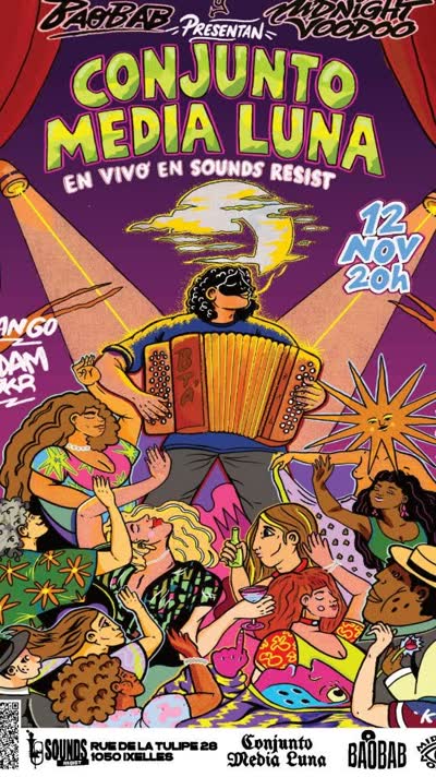 Brussels gente, see you on 12th November at @soundsresist for a night of cumbia with @conjuntomedialuna