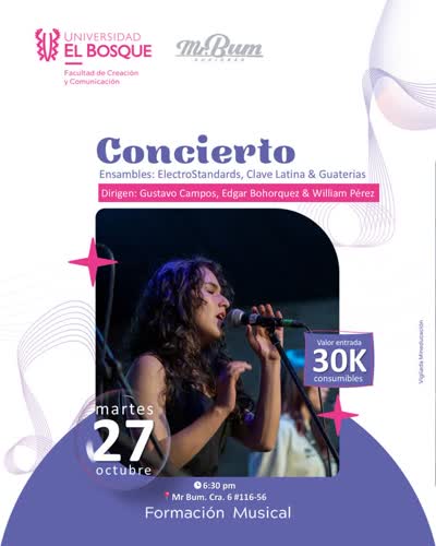 Música en vivo con ensambles de la Universidad El Bosque