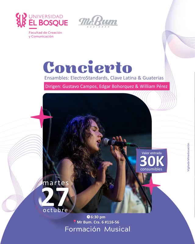 Música en vivo con ensambles de la Universidad El Bosque