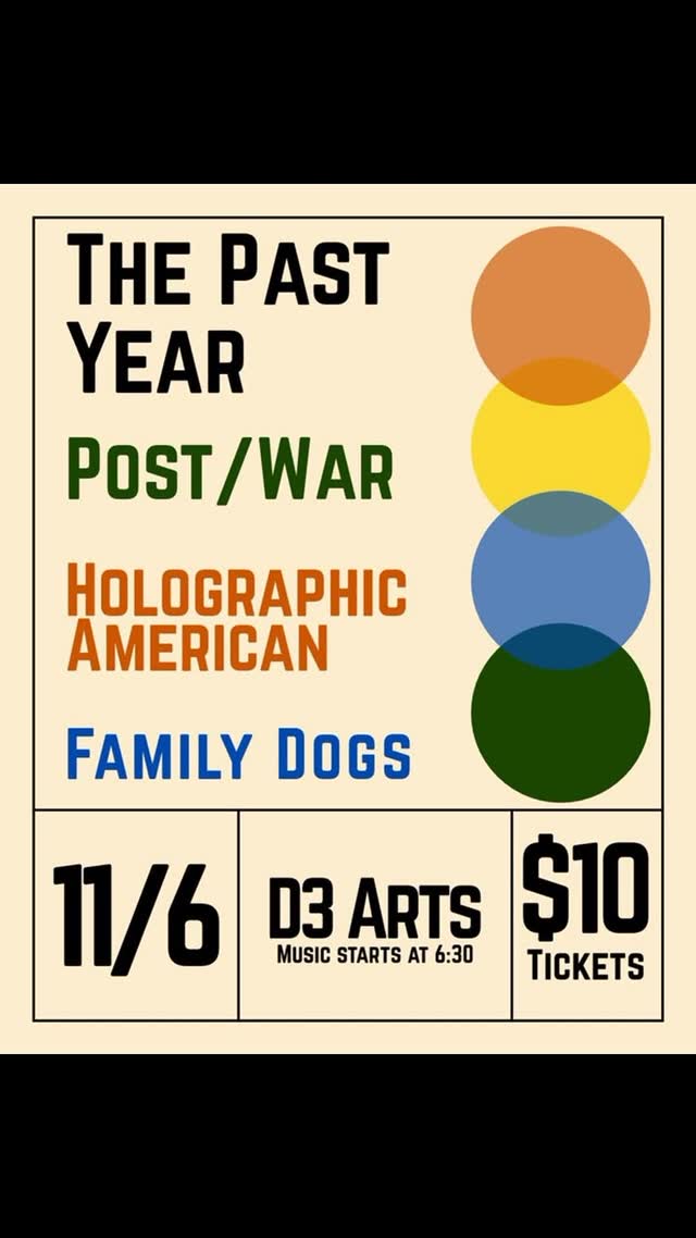 We’re coming to the west side, Denver! We’re excited to play @d3artswestwood on Friday, November 6 with @postwardenver, @holo_am, and @familydogsband!