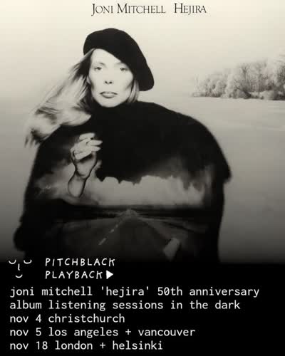 Pitchblack Playback: Joni Mitchell 'Hejira' 50th anniversary album listening sessions in the dark