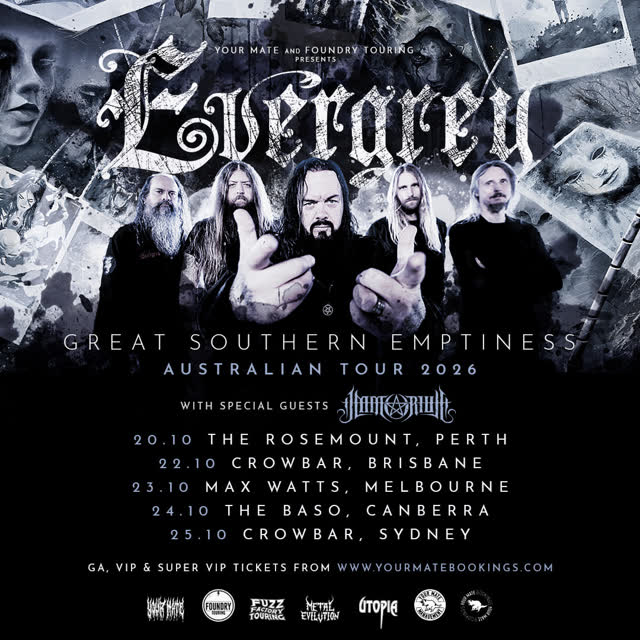 SUNDAY ⚡️ Swedish progressive metal heavyweights @evergreyofficial are back in Australia.