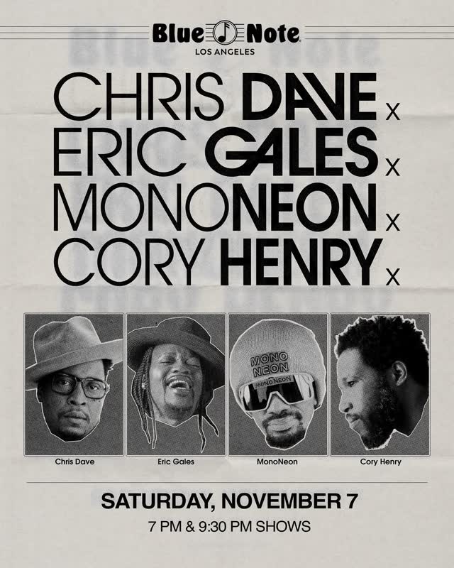 The trio has just now become a quartet! The maestro Cory Henry added to join the legends Chris Dave, Eric Gales and MonoNeon for one night only!