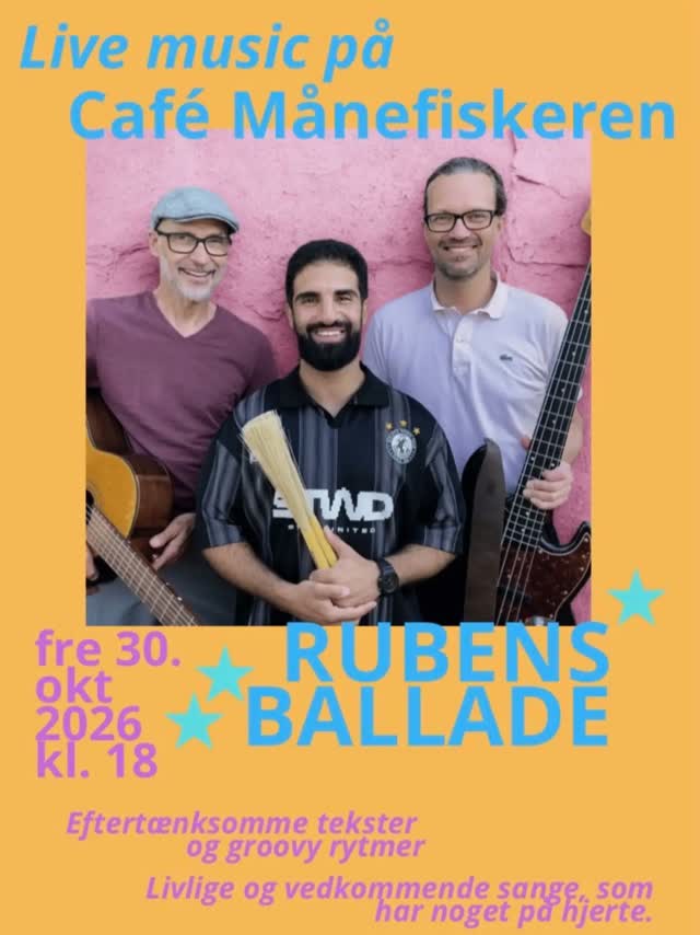 Lææækker musik og kolde øl/vin på Månefiskeren d. 30. Oktober.