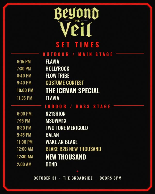 SET TIMES - Beyond The Veil