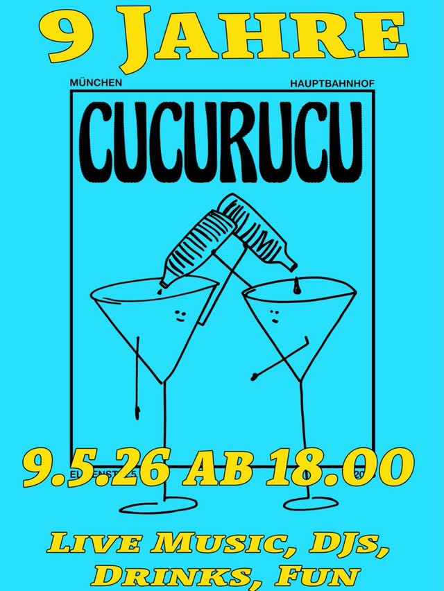 Wir feiern unseren 9. Geburtstag! Am kommenden Samstag den 9.5.26 bei Kaiserwetter... Live Music von @florablubiny und @misspearl.de & @4sa.00 // DJ Sets von @grotto.terrazza @mateonavarromusic @carinalamboy @djluxus @tzschako @pppeterpazmandi // Ab 18.00 kommen Sie früh gehen sie spät... Elisenstr. 5 , München Hbf...