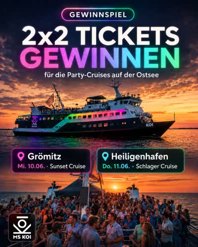 🚢 Anzeige | GEWINNSPIEL: Party-Cruise auf der Ostsee! 🌅