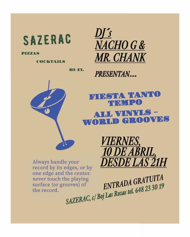 TANTO TEMPO!! Fiesta de Vinilos el viernes 10.04 desde las 21h con la magia y el buen rollo de los Dj’s Nacho G @nachogironella y Mr. Chank @mr_c_h_a_n_k  Calidad, maridaje, Brasil, África, soul, disco, exotismo y mucho más.