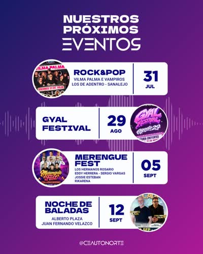 Rock & Pop 2026 / Gyal Festival / Merengue Fest / Noche de Baladas