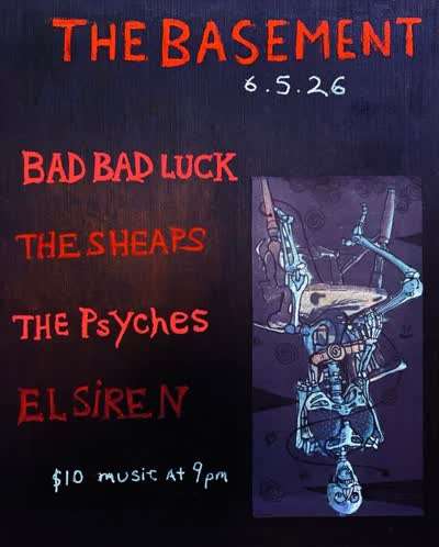 TONIGHT!! El Siren, Bad Bad Luck, The Sheaps, and The Psyches are in the house at 9PM!