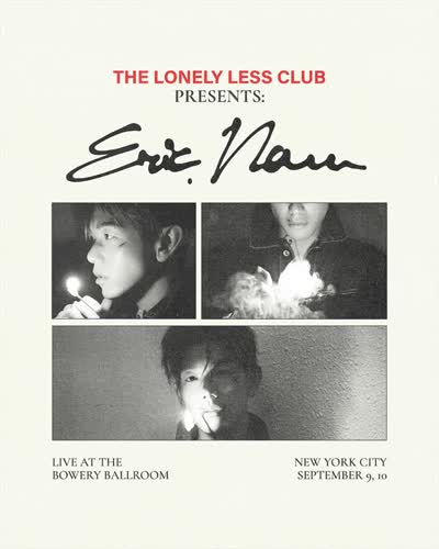 JUST ANNOUNCED ✰ The Less Lonely Club Presents: Eric Nam Live at The Bowery Ballroom ✰ September 9 and 10 ✰ Tickets on sale Friday June 12 @ 9am! ✰