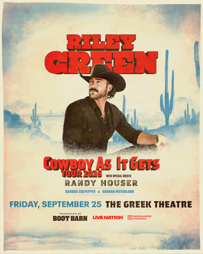 Don’t Mind If I Do 😌 @rileyduckman is coming to the Greek Theatre on his ‘Cowboy As It Gets Tour’ on 9.25 with special guests @randyhouser, @kashculpeppermusic, and @hannahmmcfarland 🤠 tickets are on sale friday 6.5 at 10 am local