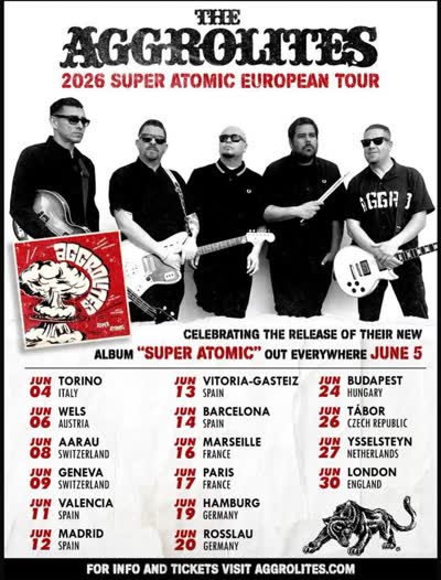La espera ha terminado, THE AGGROLITES estarán la próxima semana en Valencia, Madrid, Gasteiz y Barcelona. No te quedes sin entrada, están volando...💥